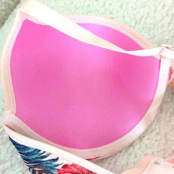 PINK Victoria Secret euphoria tropical hibiscus Lace racerback bra Size 32DD - Picture 6 of 7